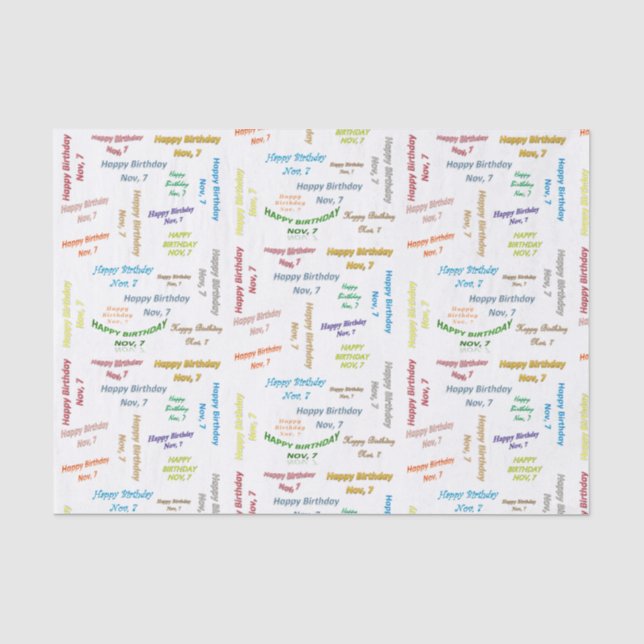 Papel del tema de cumpleaños 7 de noviembre (Anverso)
