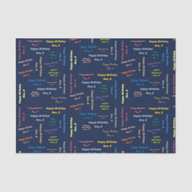 Papel del tema de cumpleaños 8 de noviembre (Anverso)