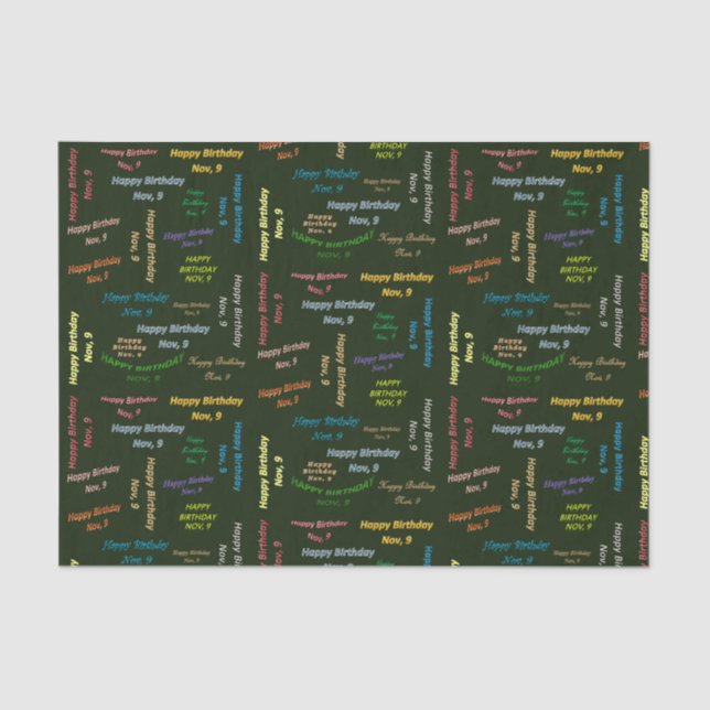Papel del tema de cumpleaños 9 de noviembre (Anverso)
