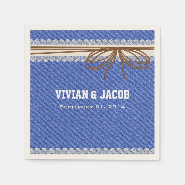 Papel Denim y servilleta de casamiento personalizado de  (Anverso)