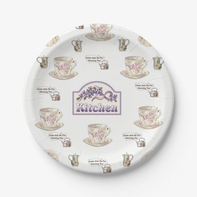 Papel Desayuno de té en plato de cartón (Anverso)
