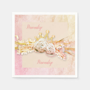 Papel Diamantes de tiara y servilleta rosa de encaje