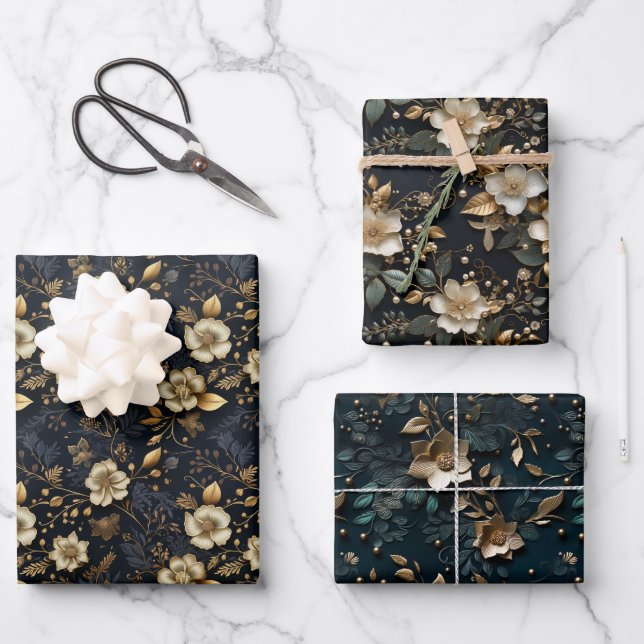 Papel digital de Relieve metalizado dorado de lujo (Anverso)