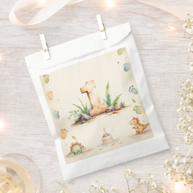 Papel Dinosaurio 1er cumpleaños Fiesta de la bolsa del p (Cortado)