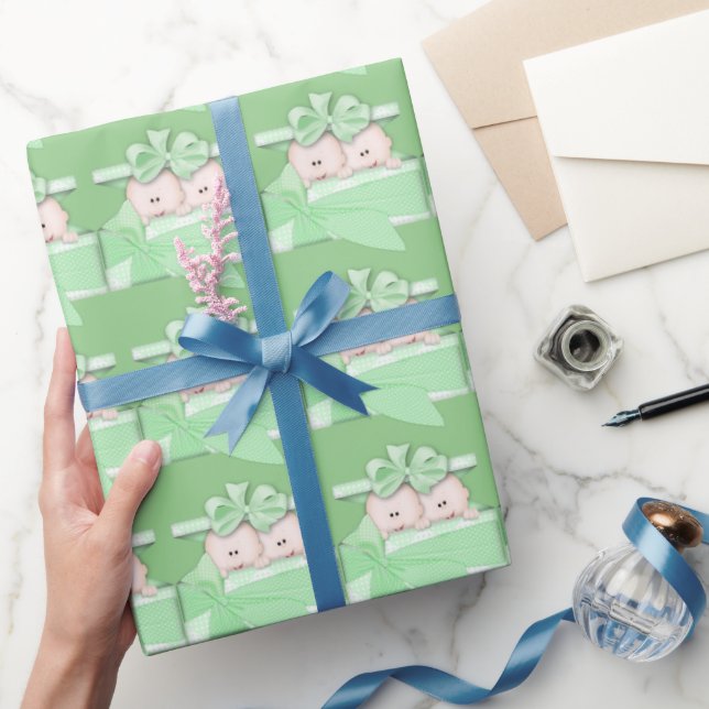 Papel doble unisex de envoltura de bebé verde (Regalar)