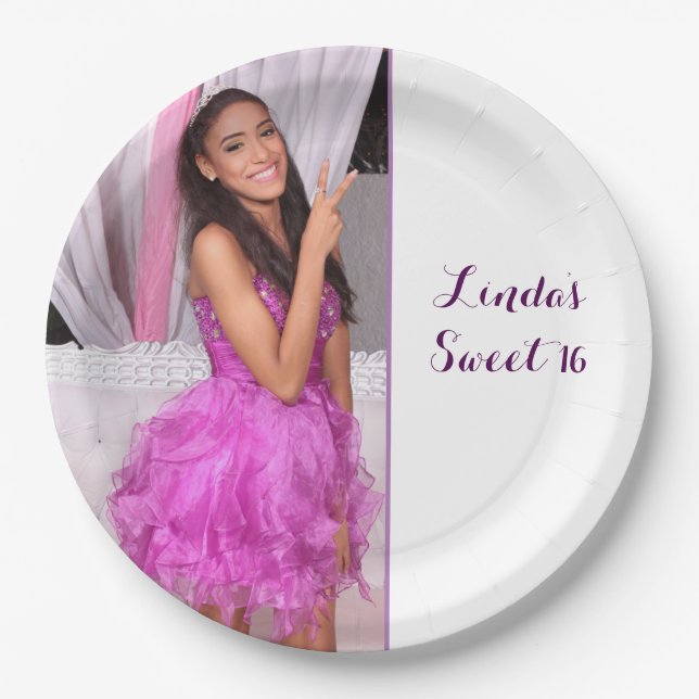 Papel Dulce plato de fiesta de 16 años 16 (Anverso)