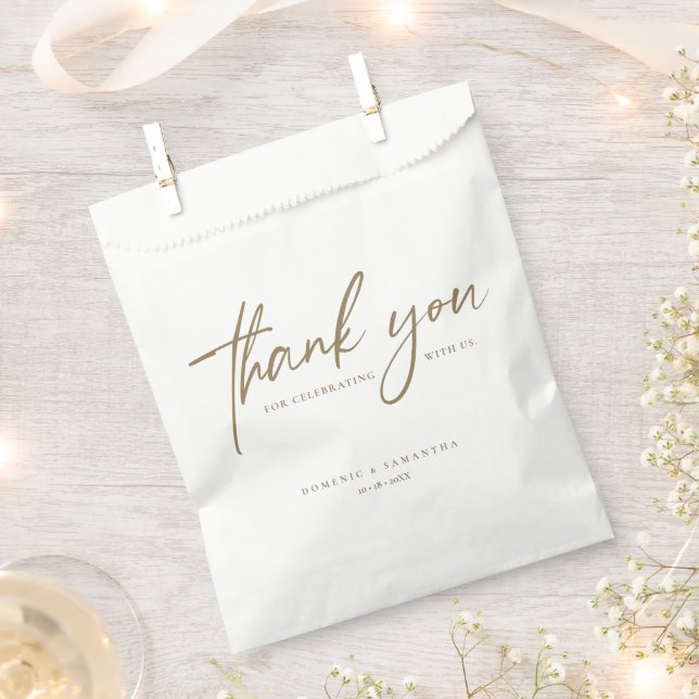 Papel Elegante bolsa de agradecimiento de boda con letra (Cortado)