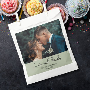 Papel Elegante Bolsa de Boda Verde Salvia Amor y Agradec