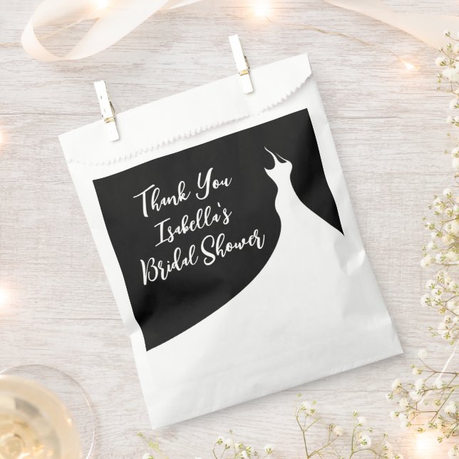 Papel Elegante Bolsa de Favor de la Ducha Bridal negro (Cortado)