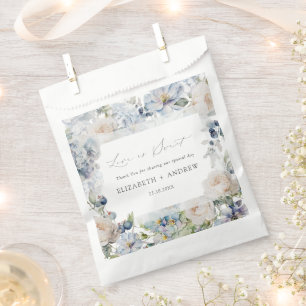 Papel Elegante bolsa de favoritas de boda rosa azul y Ru