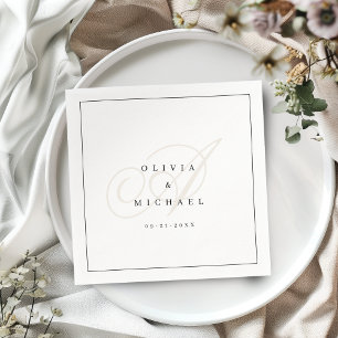 Papel Elegante caligrafía clásica servilleta de boda vin