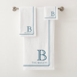 Papel Elegante con Borde Azul Marino y Monograma