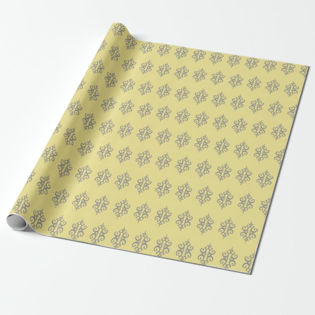 Papel elegante de envolvimiento gris amarillo (Desenrollado)