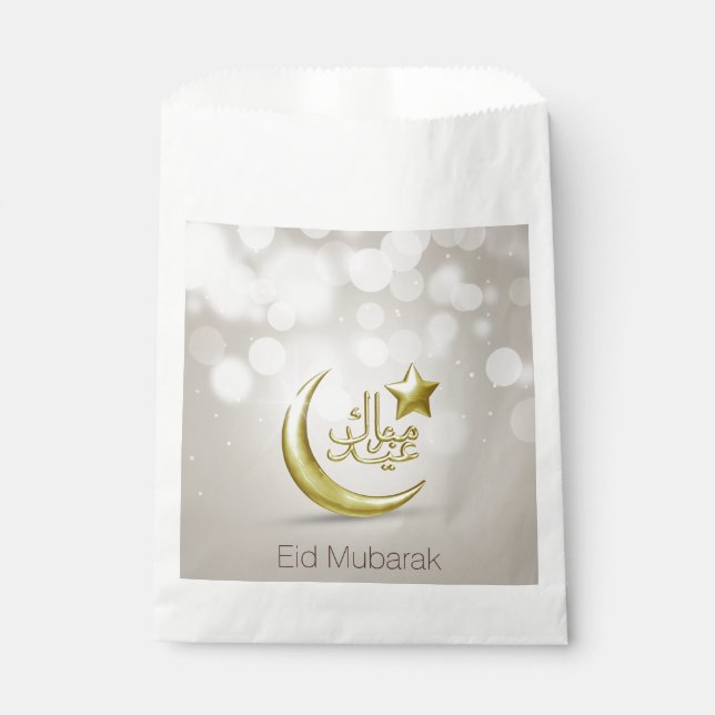 Papel Elegante Estrella Eid Mubarak Gold Moon - Bolsa de (Anverso)