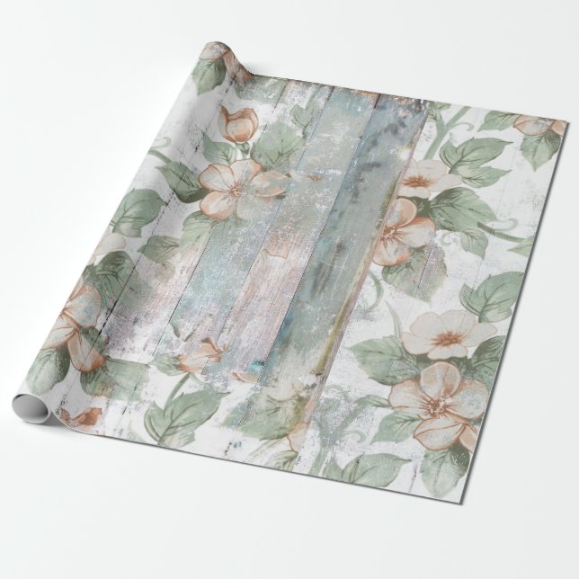 Papel elegante lamentable floral y de madera del (Desenrollado)