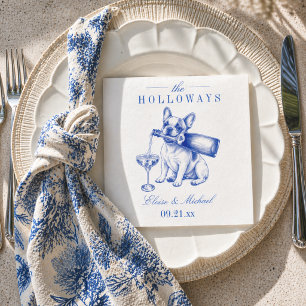 Papel Elegante servilleta de boda de Bulldog Francés con