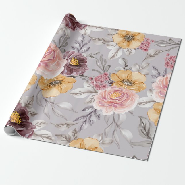 Papel elegante y moderno de envolvimiento floral r (Desenrollado)