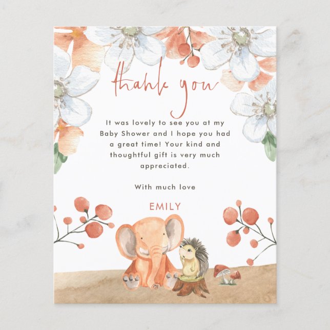 PAPEL | Elephant Hedgehog Gracias Baby Shower (Frente)