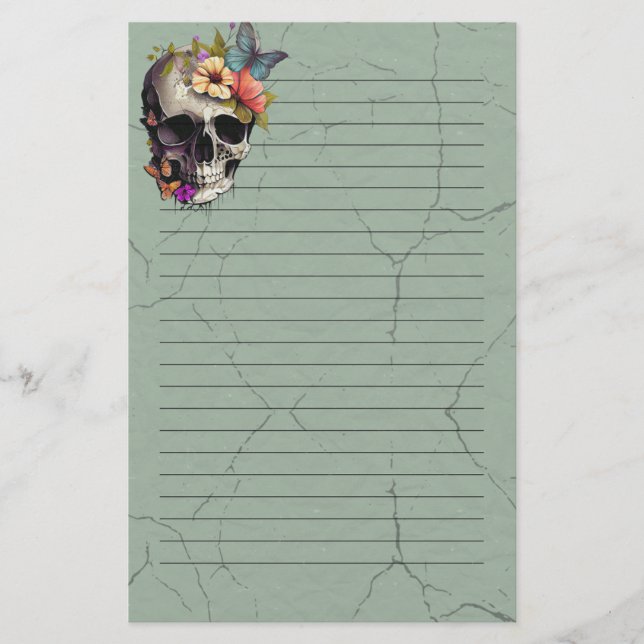 Papel en forma de cráneo de flores - Estacionamien (Anverso)