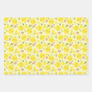 Papel encolado amarillo limón de fresa