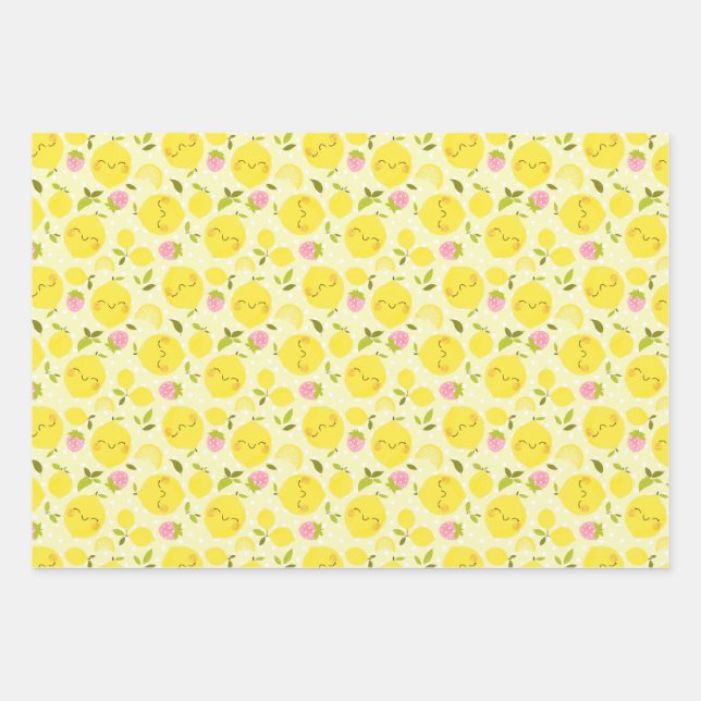 Papel encolado amarillo limón de fresa (Anverso)