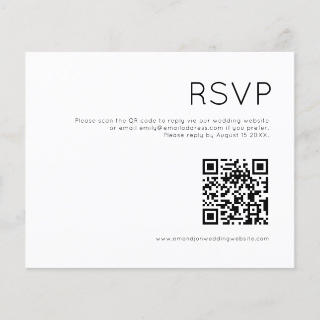 PAPEL | Envase RSVP simple de código QR de boda (Frente)