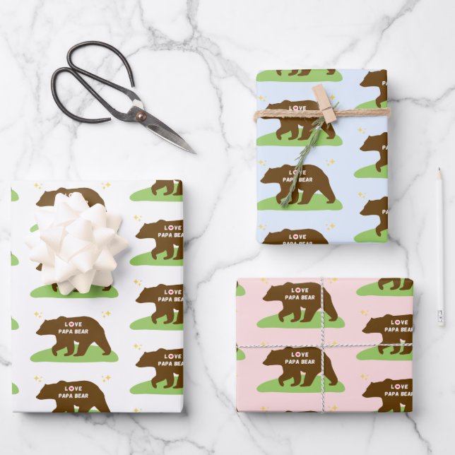 Papel envoltorio de oso de papá gracioso (Anverso)