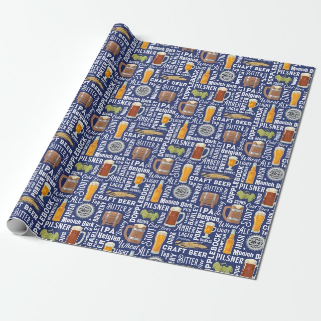 Papel envolvente azul de los estilos de cerveza (Desenrollado)