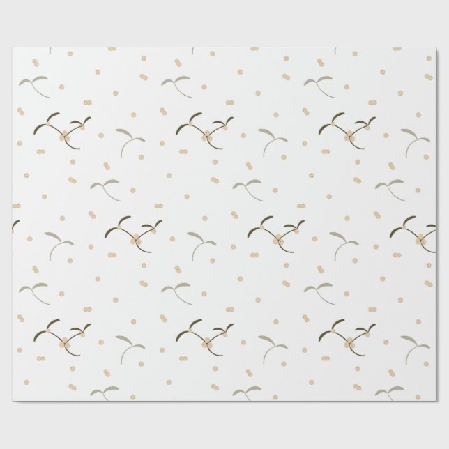 papel envolvente con un patrón de mistletoe (Superficie plana)
