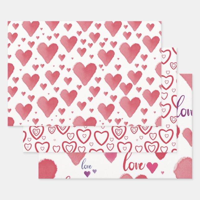 Papel envolvente de amor y corazón (Set)