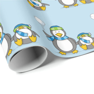 Papel envolvente de pingüinos de nieve