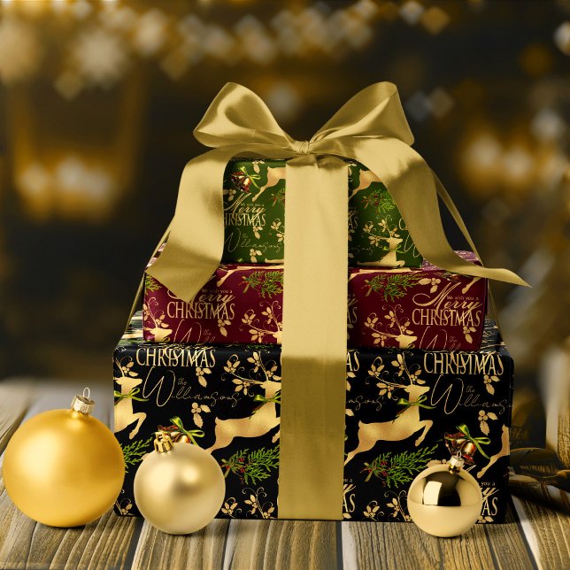 Papel envolvimiento navideño elegante reno (Custom personalized Christmas wrapping paper, elegant Xmas gift wrap with reindeer)