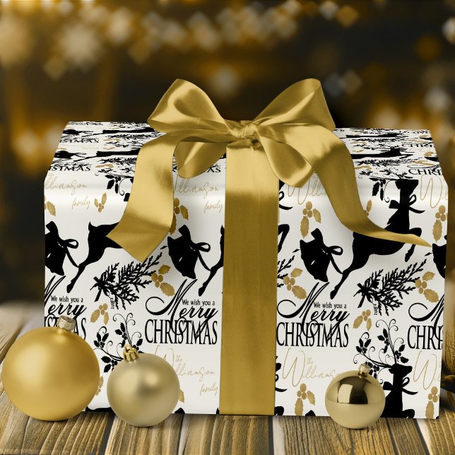 Papel envolvimiento navideño elegante reno (custom personalized Christmas wrapping paper merry Christmas gift wrap with reindeer)