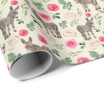 Papel envuelto Boda de burros y rosas rosadas<br><div class="desc">Papel envuelto de Boda de burros y rosas rosadas. El color del papel es beige o crema. Disponible en varios colores,  tamaños y dos acabados. www.hotpocketgraphics.com</div>