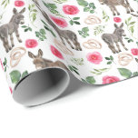 Papel envuelto Boda de burros y rosas rosadas<br><div class="desc">Papel envuelto de Boda de burros y rosas rosadas. El color del papel es blanco. Disponible en varios colores,  tamaños y dos acabados. www.hotpocketgraphics.com</div>