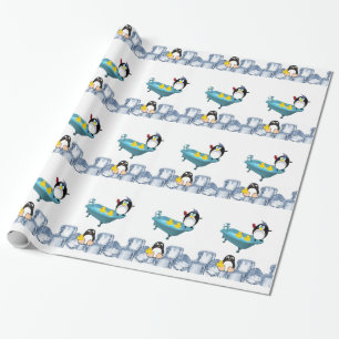 Papel envuelto brillante, baño de patos amarillos 