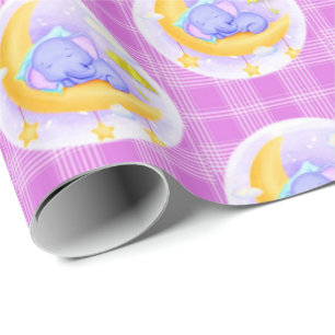 Papel envuelto brillante Elefante Purple Placa