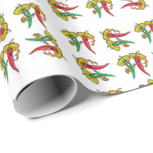 Papel envuelto brillante morrón verde rojo mexican