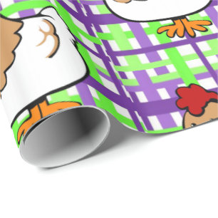 Papel envuelto brillante Pollo amarillo morado