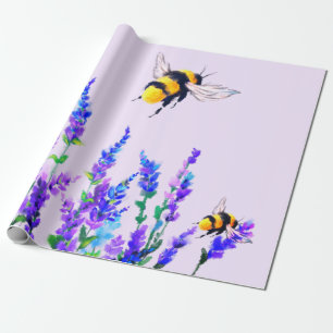 Papel envuelto de abejas con flores