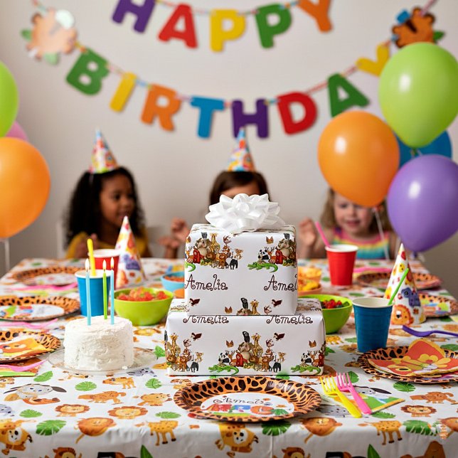 Papel envuelto de animales de niños personalizados (Subido por el creador)