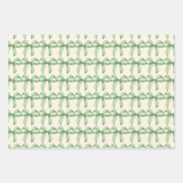 Papel envuelto de arcos verdes. Embalaje de regalo