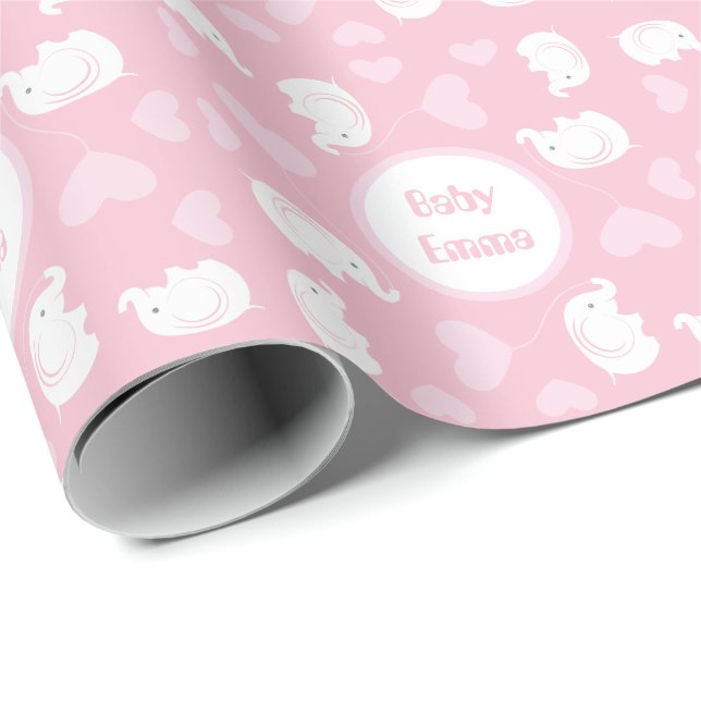Papel envuelto de Baby Shower con elefante para Ch (Esquina del rollo)