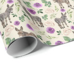 Papel envuelto de Boda de burros y Rosas morados<br><div class="desc">Papel envuelto de Bodas de burros y Rosas morados. El color del papel es crema o beige. Disponible en varios colores,  tamaños y dos acabados. www.hotpocketgraphics.com</div>