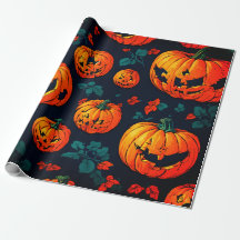 Papel envuelto de calabaza de naranja espeluznante