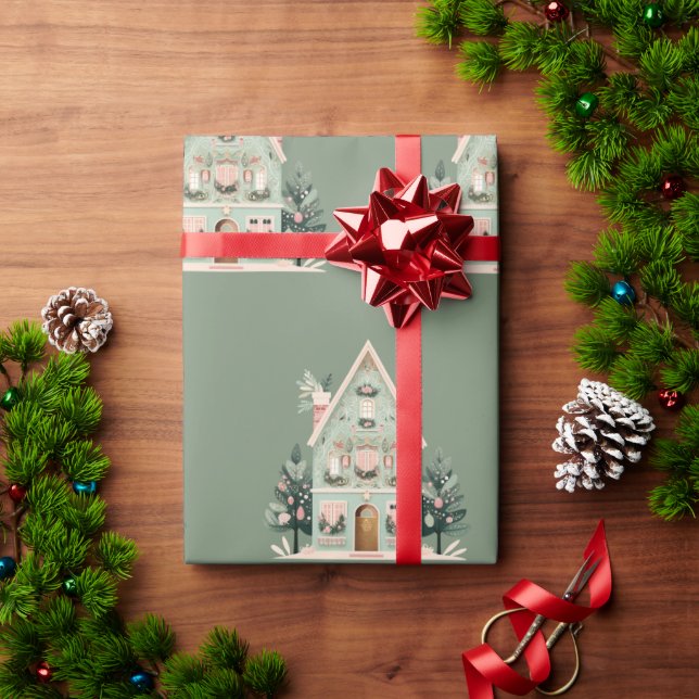 Papel envuelto de casas festivas (Regalo de vacaciones)