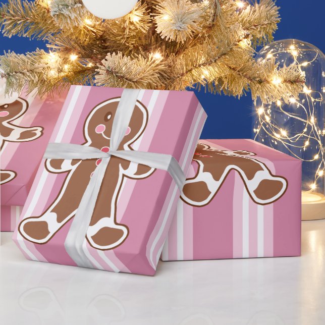 Papel envuelto de chico de pan de jengibre a rayas (Vacaciones)