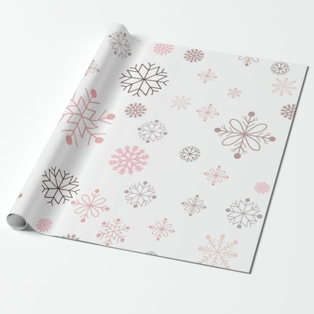 Papel envuelto de copos de nieve para Navidades ro (Desenrollado)