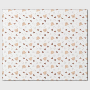 Papel envuelto de corazón de oso de peluche