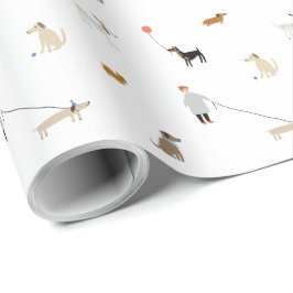 Papel envuelto de cumpleaños con temas de perro y